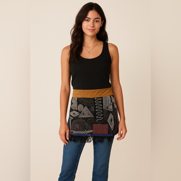 Vintage Hand Made Beaded Apron Aztec Tribal Boho Hippie - Picture 1 of 7